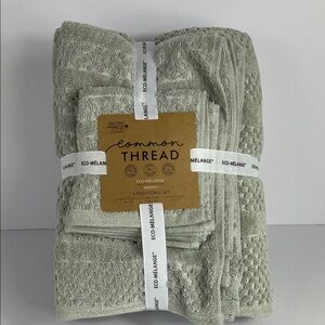 Common Thread  Bath Towels Eco-Melange Bamboo Light Green Bath Hand Wash 6pc NEW